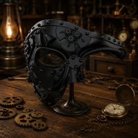 Masque facial pour homme Ubauta en plastique, style steampunk, Phantom of the Opera, vintage, pour fête, bal masqué, bal de promo, Mardi Gras (noir)
