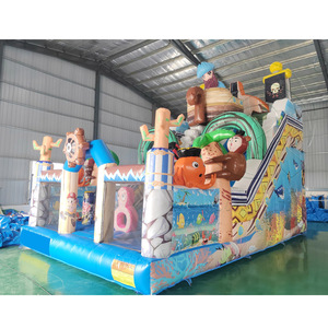 Château gonflable commercial d'extérieur pour enfants et adultes, combo château de saut, bateau pirate gonflable, double toboggan sec et humide - Product Image 1
