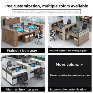 Conjunto de Escritorio y Silla de Oficina Comercial con Caja de Cables Desmontable, Diseño de Partición Moderno y Minimalista - Product Image 4