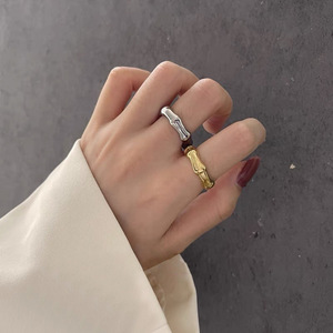Anillo de Bambú de Plata de Ley 925, Diseño Minimalista, Ajustable, Joyería Unisex, Regalo - Product Image 5