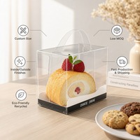 Boîte en plastique PET rigide recyclable personnalisée, anti-buée, transparente, pliable, pour l'emballage de macarons, biscuits, gâteaux, boîte de rangement pour la vente au détail
