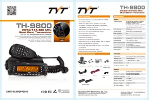 TYT TH-9800 عالية الطاقة 50W رباعية الفرقة المحمول hf جهاز الإرسال والاستقبال اللاسلكي vhf uhf طويلة المدى اسلكية تخاطب 30 كجم