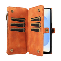 Dompet Kulit PU untuk Samsung S25/S26, 9 Slot Kartu + Kantong Koin Ber-resleting, Penyangga, Pemblokir RFID, 360 °   Perlindungan