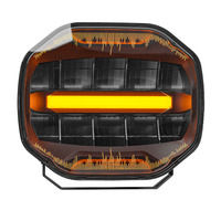 Feux de route LED 9 pouces avec lumière de freinage, double couleur dynamique blanc et orange, feux de position ECE R65 pour Scania Volvo FH 115W 12V 24V