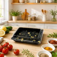 Barquette à sushi jetable de qualité alimentaire avec couvercle transparent en PET, boîte d'emballage en plastique épaissi pour la restauration hôtelière, vente en gros de pain