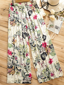 Pantaloni Pigiama Leggeri Anti-Zanzare in Raso per <span class=keywords><strong>Donna</strong></span>, Vita Alta, Asciugatura Rapida, Primavera-Estate, con Stampa Foglie di Albicocca - Product Image 3