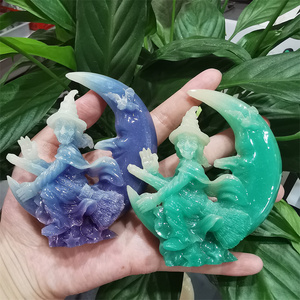 Vendita Calda all'Ingrosso di Pietra Luminosa di Cristallo con Incisione di Strega Volante e Luna per Decorazione e Regalo - Product Image 1