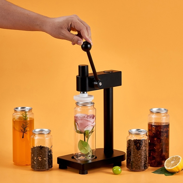 Commercial Can Sealer Juice Lemon Tea Adjustable Beverage 500ml Manual Can Sealing Machine for Jars and Bottles in Drinks Shop