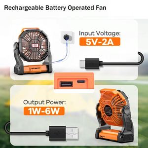 2026 Heavy-Duty Camping Usb Rechargeable, 10000Mah <b>Battery</b> <b>Operated</b> Fan With Led Lantern, 32H Long Runtime for Hiking - Product Image 4