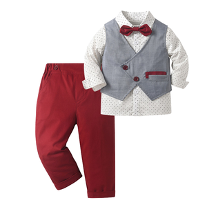 Traje Casual <span class=keywords><strong>de</strong></span> 3 Piezas <span class=keywords><strong>para</strong></span> Niños, Chaleco, Camisa <span class=keywords><strong>de</strong></span> Algodón con Puntos, Corbata <span class=keywords><strong>de</strong></span> Moño, Pantalones Rojos, Traje <span class=keywords><strong>de</strong></span> Caballero <span class=keywords><strong>para</strong></span> <span class=keywords><strong>Fiesta</strong></span> <span class=keywords><strong>de</strong></span> Boda, Compatible con OEM - Product Image 2