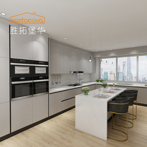 Kabinet mutfak ünitesi dolabı çalkalayıcı alüminyum lüks fiyat çin metal mobilya katı ahşap modern mutfak dolapları - Product Image 1