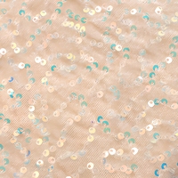 Tissu en velours brodé de paillettes multicolores brillantes de 3 mm, idéal pour la confection de vêtements de printemps et d'automne (vente en gros)