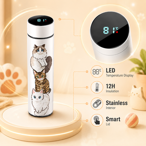 Gourde isotherme en acier inoxydable personnalisable avec motif animal, couvercle à affichage de température et logo personnalisé - Product Image 2