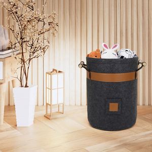 Meilleure vente de panier de rangement en feutre de forme ronde de haute qualité avec boîtes de rangement et bacs en cuir PU de qualité supérieure - Product Image 5
