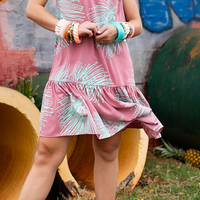 Robe courte à volants et bretelles croisées, imprimé Aloha, conçue sur mesure, en rayonne respirante de haute qualité