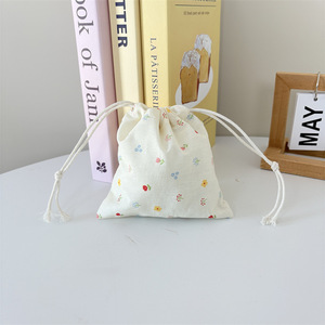 Sacs à cordon en coton biologique à thème floral, fournitures pour fêtes d'enfants, lot d'anniversaire, rangement de cadeaux, bonbons, collations, faveurs de fête - Product Image 4