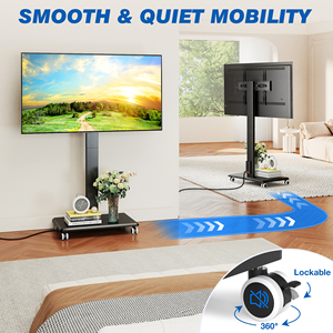 Soporte Móvil para <span class=keywords><strong>TV</strong></span> de <span class=keywords><strong>75</strong></span> <span class=keywords><strong>Pulgadas</strong></span> con Ruedas, Altura Ajustable, Tomacorriente y Capacidad de Carga de 110 lb - Product Image 4