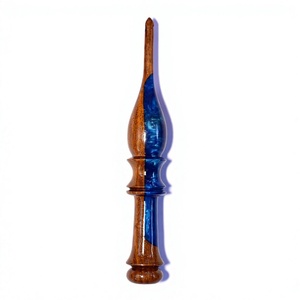 Wooden <b>Crochet</b> Awl with Blue Resin Inlay Smooth Round Handle Hand <b>Crochet</b> Accessory Fashion Style 20cm 3mm - Product Image 1
