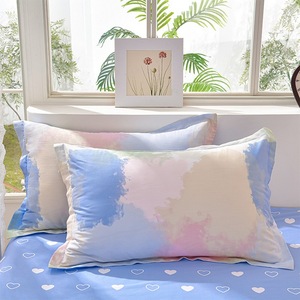 Ensemble de literie quatre pièces universel quatre saisons 100% coton, jupe de lit et housse de couette, antibactérien, anti-acariens, motif rayé fleurs et plantes - Product Image 3