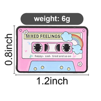 Épinglette en émail personnalisée 'Cassette Mixte d'Émotions' rose, badge métallique rétro musical, épinglette de revers arc-en-ciel, cadeau créatif