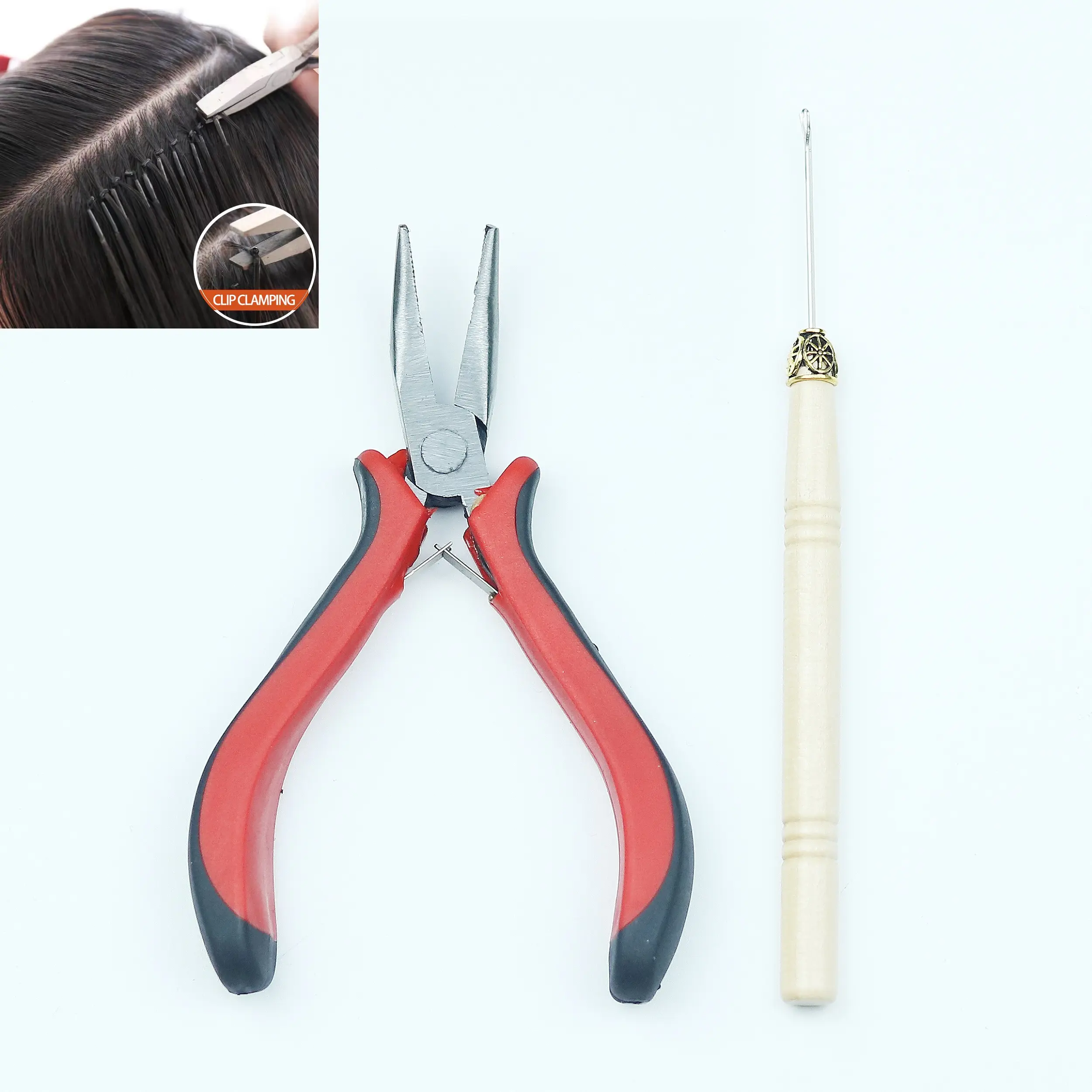 Elbow pliers DIY hair extension tool clamp, suitable for micro ring/link/bead and extension