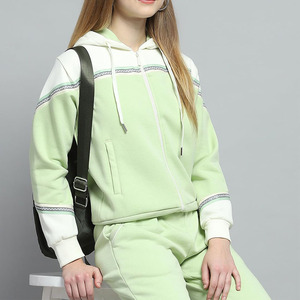 Chándal de invierno para mujer con logotipo totalmente personalizado en venta, nuevo diseño, 100% algodón, color sólido, chándal de invierno para mujer. - Product Image 5