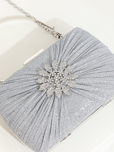 Sac de soirée carré noir original Bell pour femme, pochette élégante personnalisée avec chaîne en diamant, luxueux et scintillant, haute qualité, idéal pour mariage et fête - Product Image 2