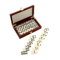 Jeu de dominos en mélamine de 28 pièces avec boîte en cuir, jeu de société d'intérieur, divertissement de table, dominos jouet