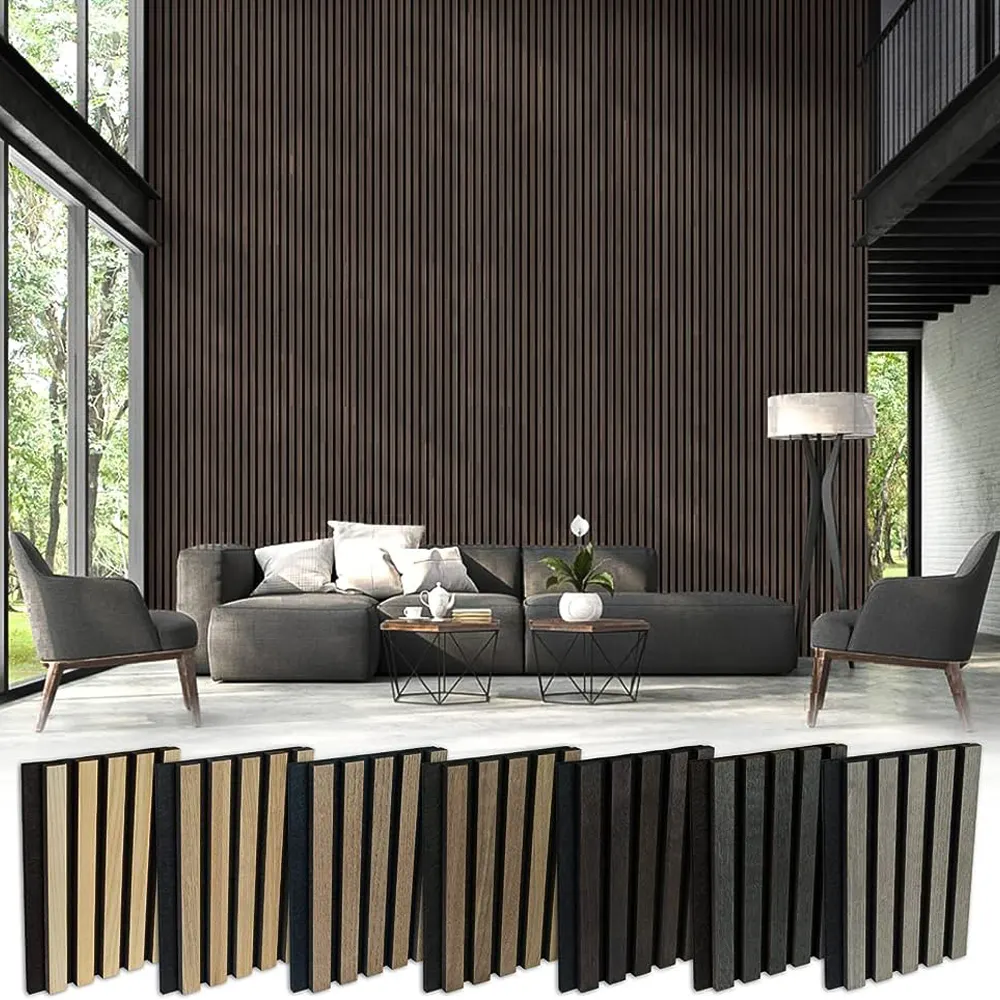 Wooden Slat Wall slat Ceiling Wood Panels PET acoustic panel indoor sound-absorbing board MDF PET acoustic panels