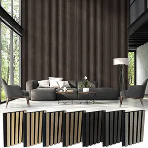 Wooden Slat Wall Slat Ceiling Wood Panels PET Acoustic Panel Indoor Sound-absorbing Board MDF PET Acoustic Panels