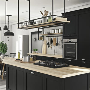 Gabinetes de Cocina Modernos en Negro Brillante, Diseño de Acabado Lacado de Lujo para Casa, Apartamento, Cocina de Hotel - Product Image 4