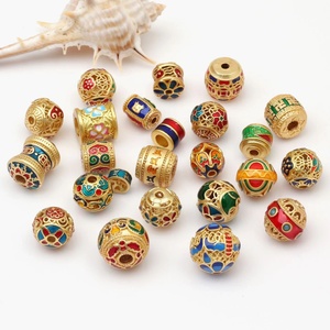 DIY Round Copper Beaded Gold Accessories Pendant Necklace Earrings Making <b>Charm</b> <b>Beads</b> Jewelry Making <b>Bracelets</b> - Product Image 1