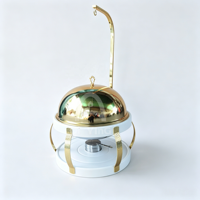 QY - Recipiente Redondo de Lujo para Calentar Alimentos, 8L, Acero Inoxidable, Mármol/Blanco/Negro/Dorado, para Hoteles de Alta Gama, Bodas y Catering