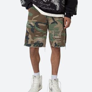 กางเกงขาสั้นคาร์โก้ผู้ชายลายพรางทรงหลวมแบบทำสีซีดสไตล์วินเทจ ผลิตตามสั่ง ขายส่งจากแบรนด์แฟชั่น ผ้าแคนวาสคอตตอน 100% กันน้ำ - Product Image 5