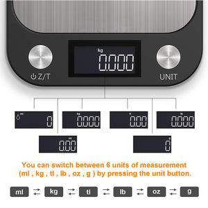 J&R Kreative Küchenausstattung 5kg 10kg 15kg Edelstahl Küchen-Lebensmittel-Koch-Backwaage Elektronische Digitale LCD-Anzeige Küchenwaage - Product Image 6
