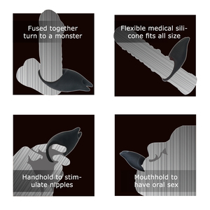 Dropshippingデュアルヘッドシリコーン男性の遅延射精ペニスリング電気振動コックリング刺激装置乳首クリット用 - Product Image 4