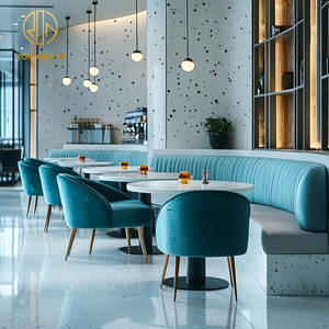 Tavolo Rotondo in Marmo per Caffetteria, Set di Tavoli e Sedie per Ristorante, Divano e Panca per Angolo Bar - Product Image 2