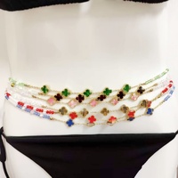 Perles de taille africaines pour femmes, chaîne de ventre colorée en perles de rocaille avec breloque trèfle, bijoux de corps pour bikini d'été, accessoires de plage sexy