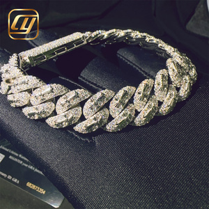 Hip Hop <b>Iced</b> <b>Out</b> Moissanite 14mm 925 Sterling Silver VVS Moissanite Diamond Cuban Link <b>Chain</b> Hip Hop Jewelry Bracelet Cuban Link - Product Image 2