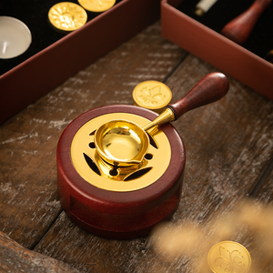 Ensemble de sceaux de <span class=keywords><strong>cire</strong></span> <span class=keywords><strong>rouge</strong></span> antique en bois massif couleur macaron, accessoires cuillère, outils, fourneau de fusion de <span class=keywords><strong>cire</strong></span> - Product Image 2