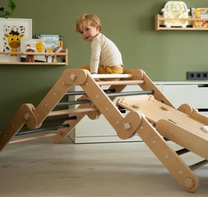 Hai biến hình tam giác Montessori dốc bằng gỗ leo núi phòng tập thể dục thiết lập cho phòng khách an toàn tính năng cho trẻ em chơi - Product Image 5