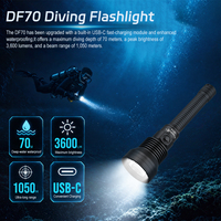 Lampe de plongée TrustFire DF70 3600 lumens, torche de plongée étanche à 70 m, lumière LED rechargeable pour la plongée sous-marine