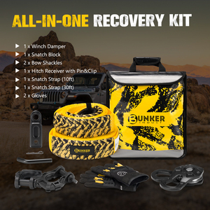 Kit de recuperación todoterreno BUNKER INDUST 4x4, juego de 9 piezas con amortiguador de cabrestante, bloque de sujeción, grilletes de arco y correas de sujeción para Jeep, SUV y camiones - Product Image 6