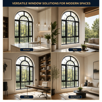 Ventana Abatible de Aluminio de Perfil Estrecho con Rotura de Puente Térmico y Aislamiento Acústico, Estilo Francés, para Proyectos de Villas de Lujo