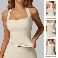 Tank Top Yoga Spandex Lembut Berkualitas Tinggi Model Racerback, Bra Yoga Ketat, Rompi Olahraga Wanita Model Halter Neck