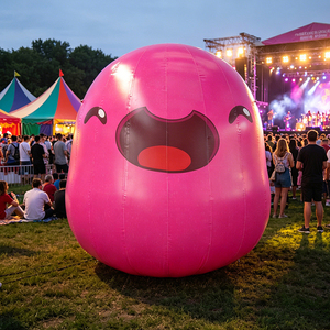 Mascotte gonflable géante WINSUN, visage souriant rose, personnage de dessin animé mignon en PVC pour les festivals, les événements, la publicité en plein air - Product Image 3