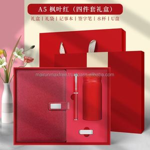 Luxury A5 PU Notebook Planner Custom Logo Corporate Gift Set Stainless Steel Thermos <b>Cup</b> Pen Silk Screen Printed Office Business - Product Image 2