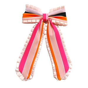 Halloween Và Thankging Dài Đuôi Tóc Gắn Bow W/ Clip Phong Cách Ruffle Trim Dài Đuôi Vải Bow Bow Tóc Clip Cho Cô Gái - Product Image 1