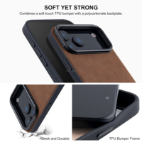 Étui en cuir de vachette véritable OEM&ODM directement de l'usine Trogonic pour iPhone 18 Pro Max avec anneau magnétique intégré