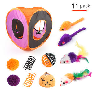Set mainan kucing interaktif Halloween, berbagai mainan saluran persegi lipat terbuat dari Sisal - Product Image 2